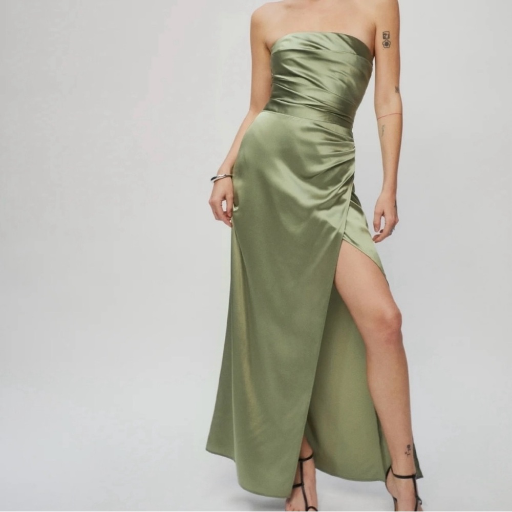 Reformation Barrow Silk Dress in Artichoke